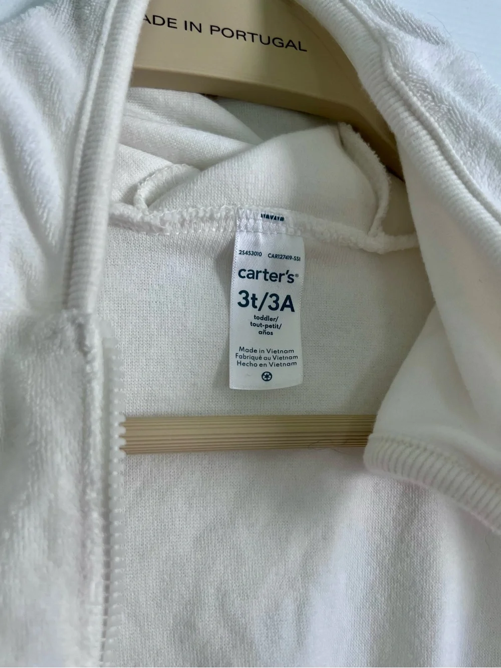 Carter's Toddler Girl White Hooded Terry/Fleece Beach or Pool Cover-Up - 3T
